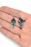 Tiny Glass Leaf Earrings